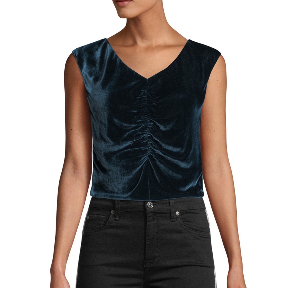 Rebecca Taylor Velvet Runched Sleeveless Top